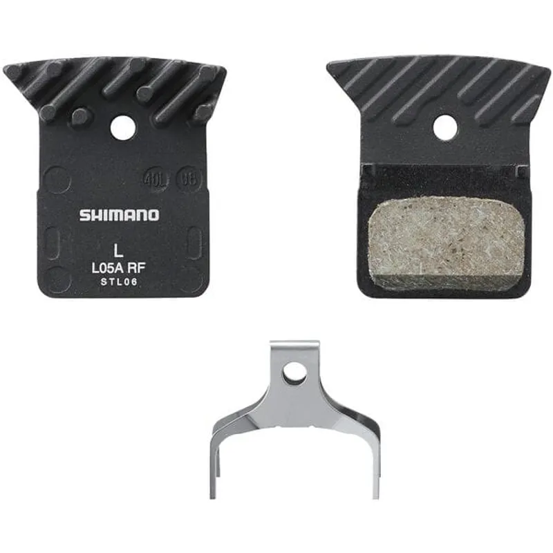 Shimano L05A-RF disc pads and spring/resin and alloy back with cooling fins  