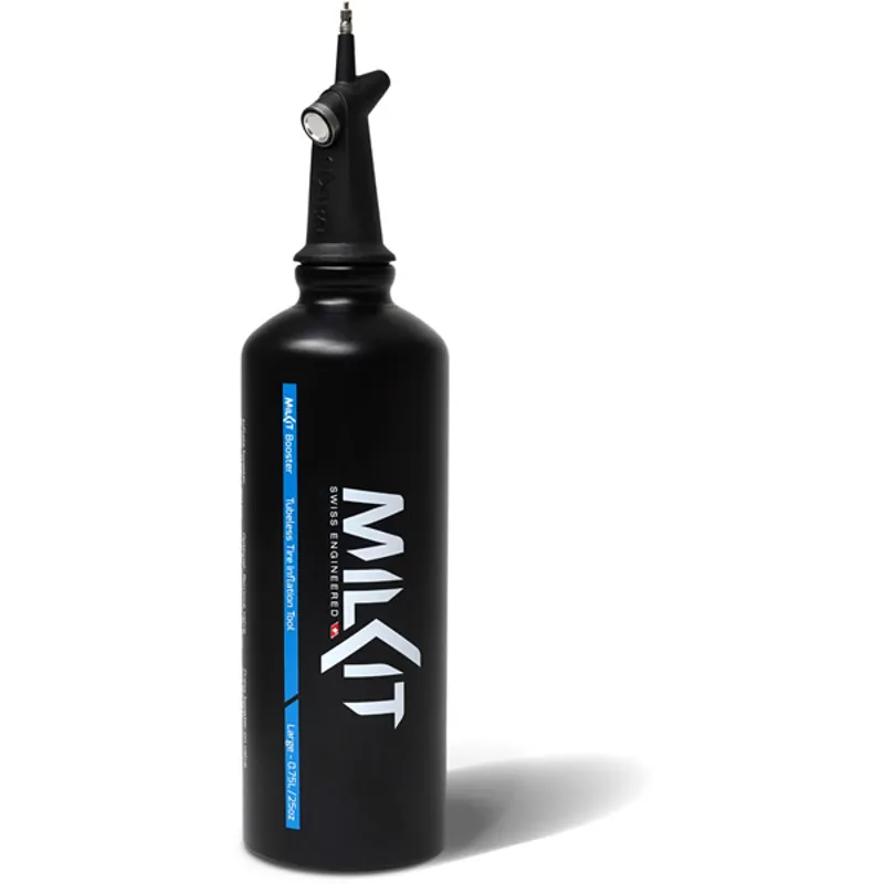 milKit Booster Tubeless Inflation System Head w/0.75l Bottle in Black