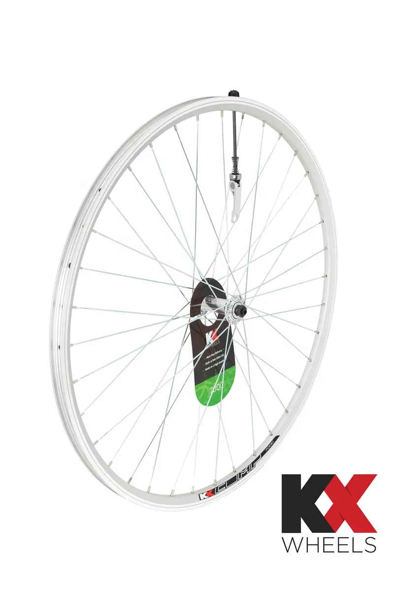 KX Hybrid 700C Doublewall Q/R Screw On Rear Wheel Rim Brake in Silver