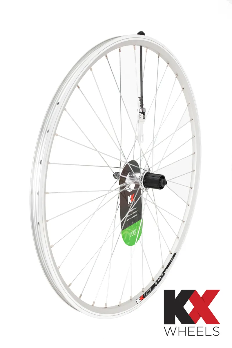 KX Hybrid 700C Doublewall QR Cassette Rear Wheel Rim Brake in Silver