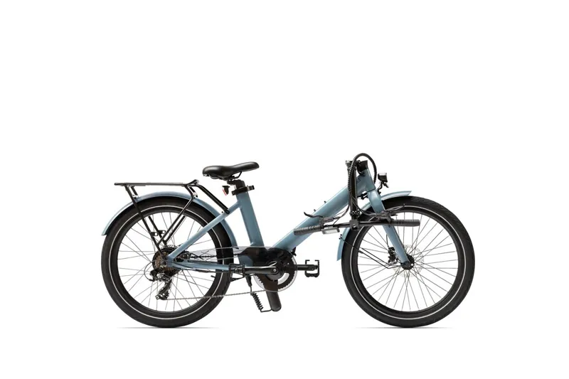 Eovolt Evening 24 inch Compact Step Through Semi Folding Electric Bike - Ocean Blue-1