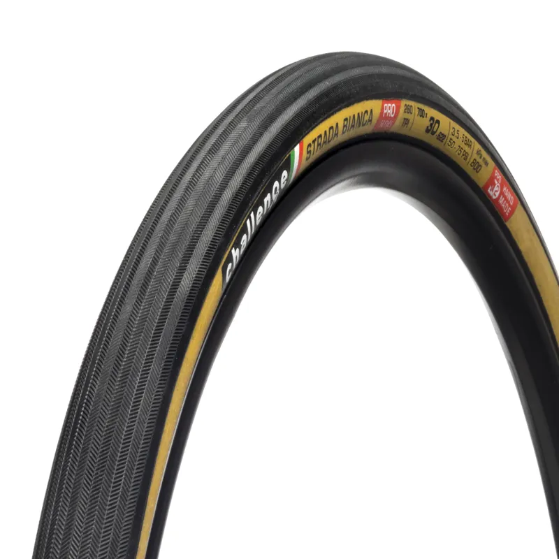 Challenge Strada Bianca Handmade Clincher All Road Tyre in Tan 260tpi 700x33