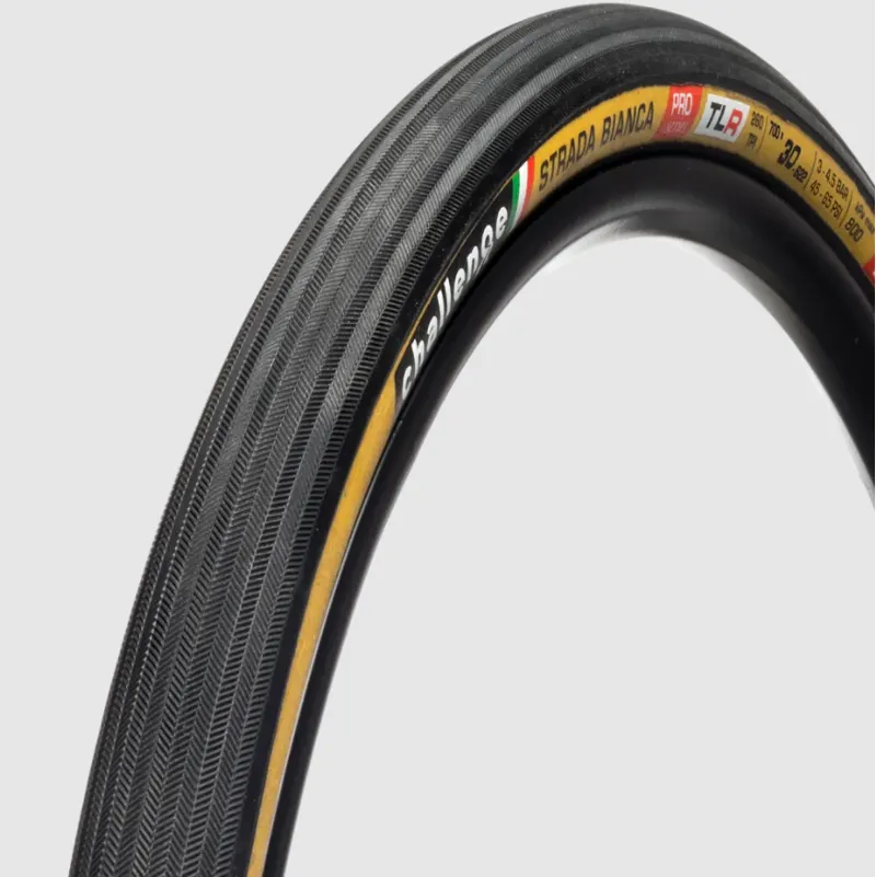 Challenge Strada Bianca Handmade Tubeless Ready All Road Tyre in Tan 700x30 260tpi