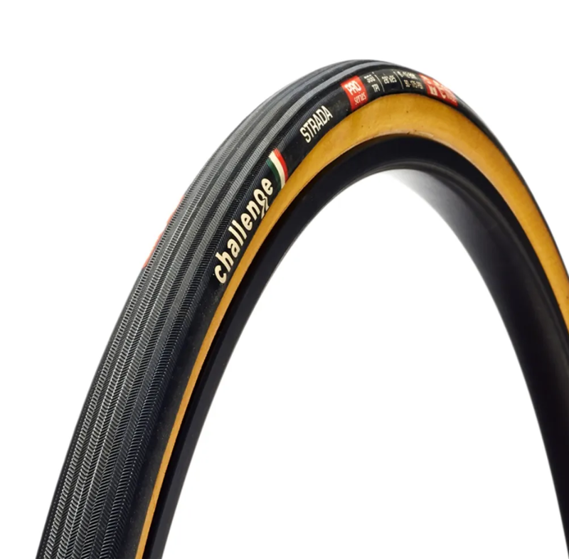 Challenge Strada Handmade Pro Tubular Road Tyre in Tan 260tpi 700x27c