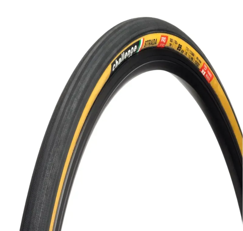 Challenge Strada Handmade Clincher Road Tyre 300tpi in Tan 700x30c