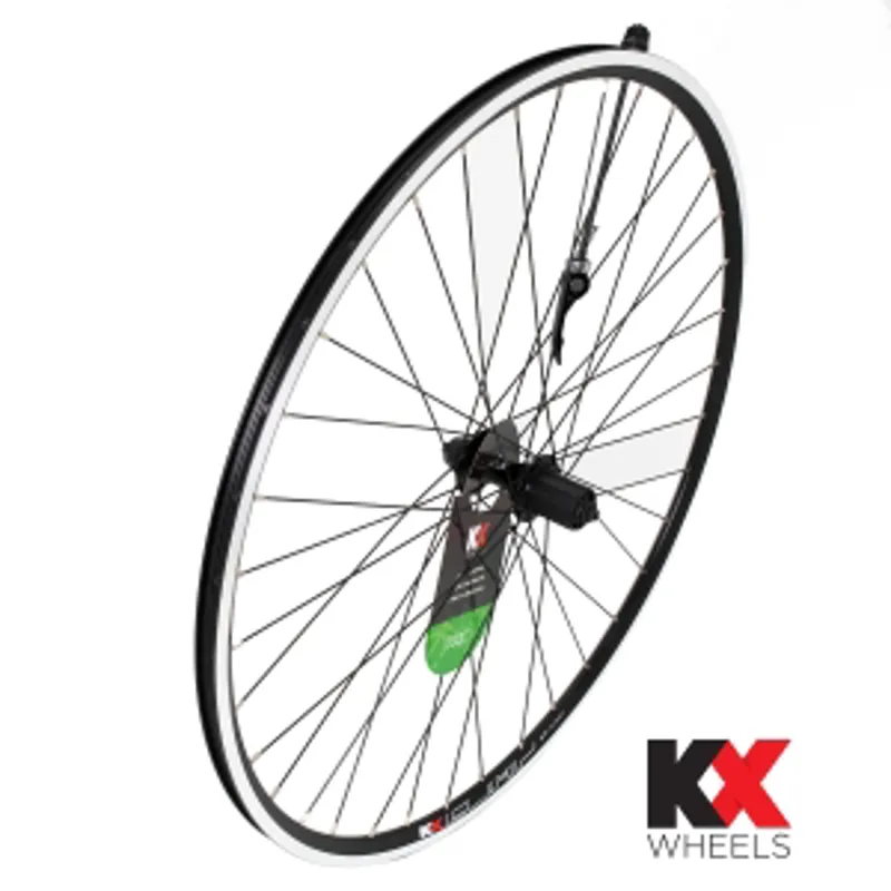 KX Hybrid 700C Singlewall QR Cassette Rear Wheel Rim Brake in Black